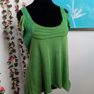 Free People Lush Green Knit Tank Top